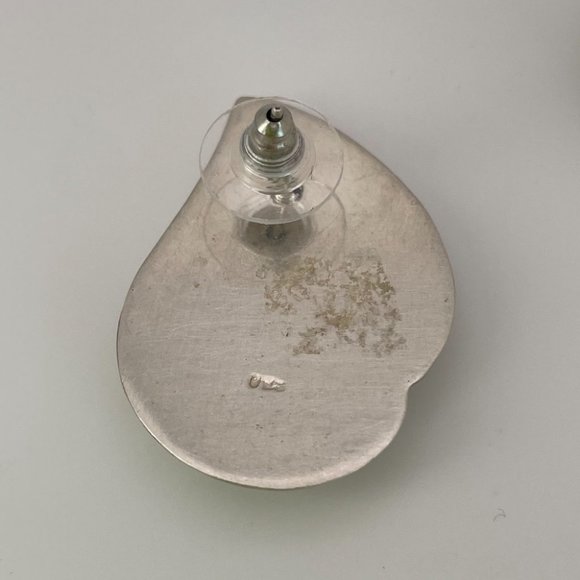 Vintage Sterling Silver Abstract Teardrop Stud Earrings - Picture 5 of 6